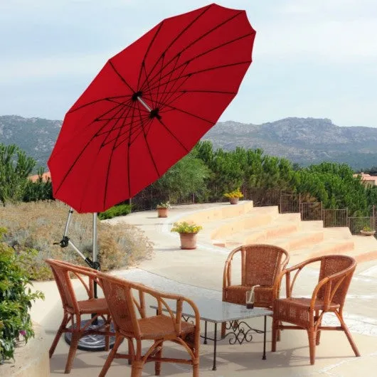 10 Foot Patio Offset Umbrella Market Hanging Umbrella for Backyard Poolside Lawn Garden-Burgundy