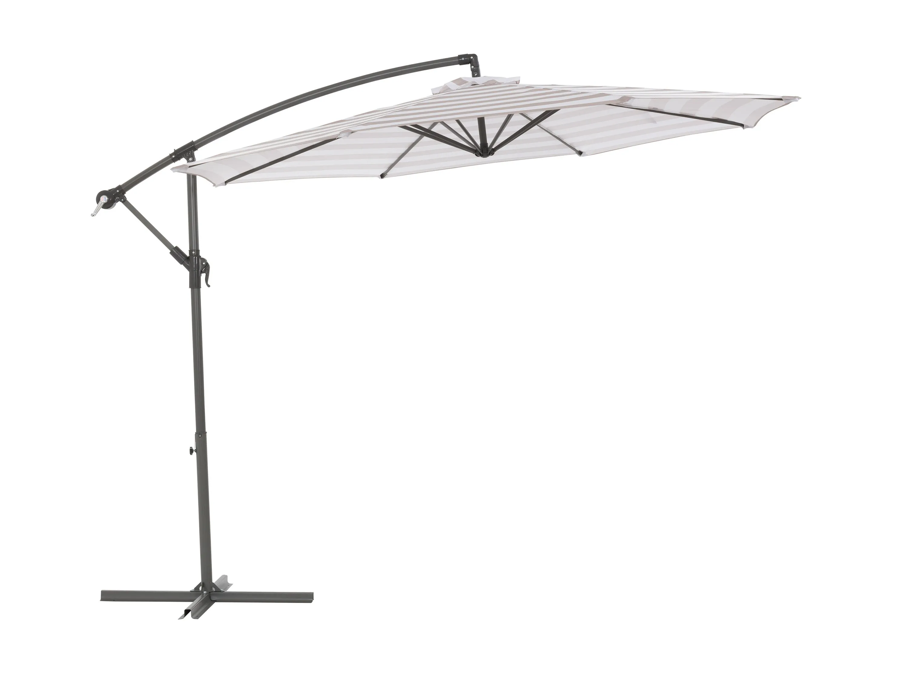10ft Striped Offset Umbrella - Taupe And White