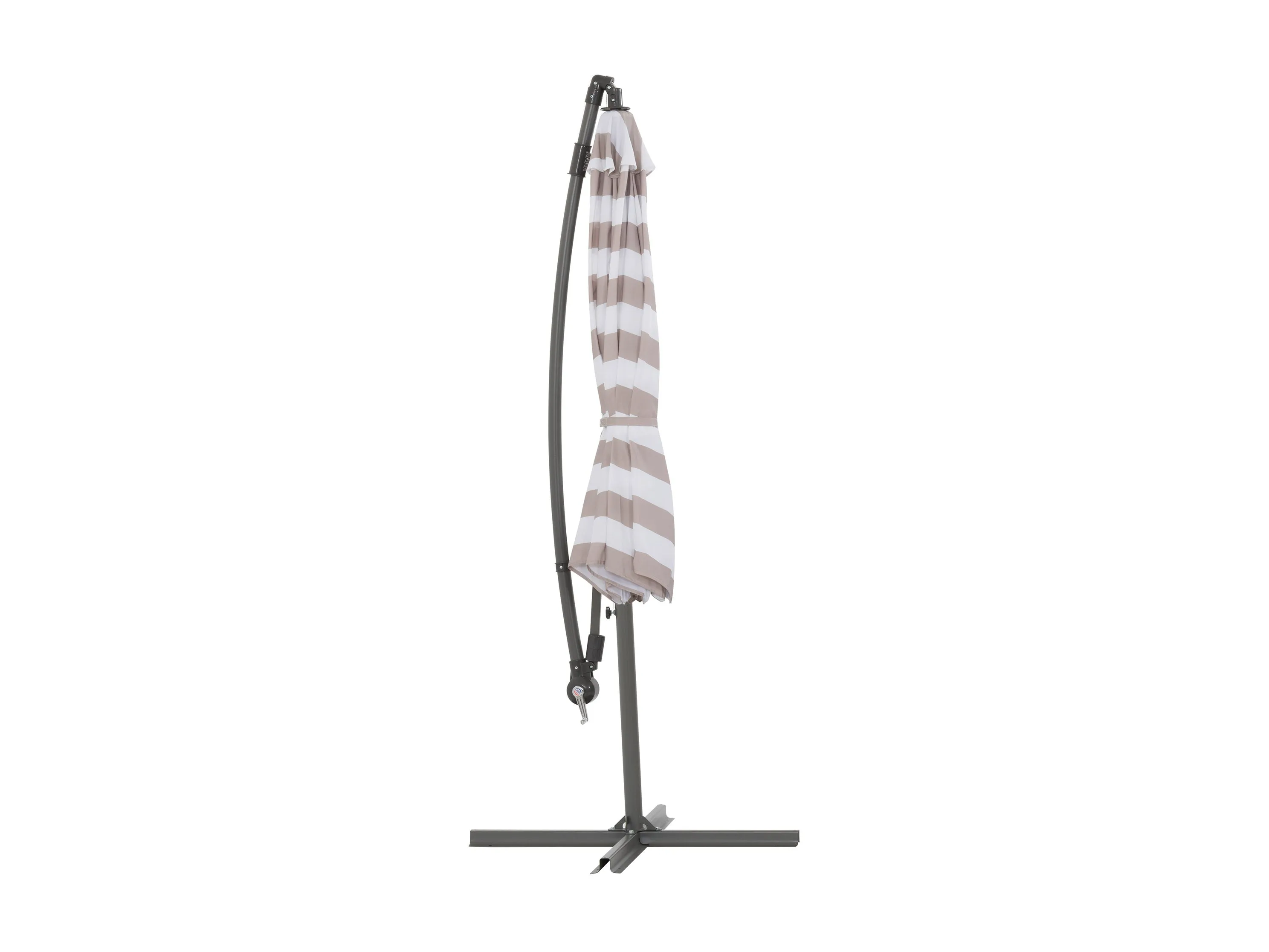 10ft Striped Offset Umbrella - Taupe And White