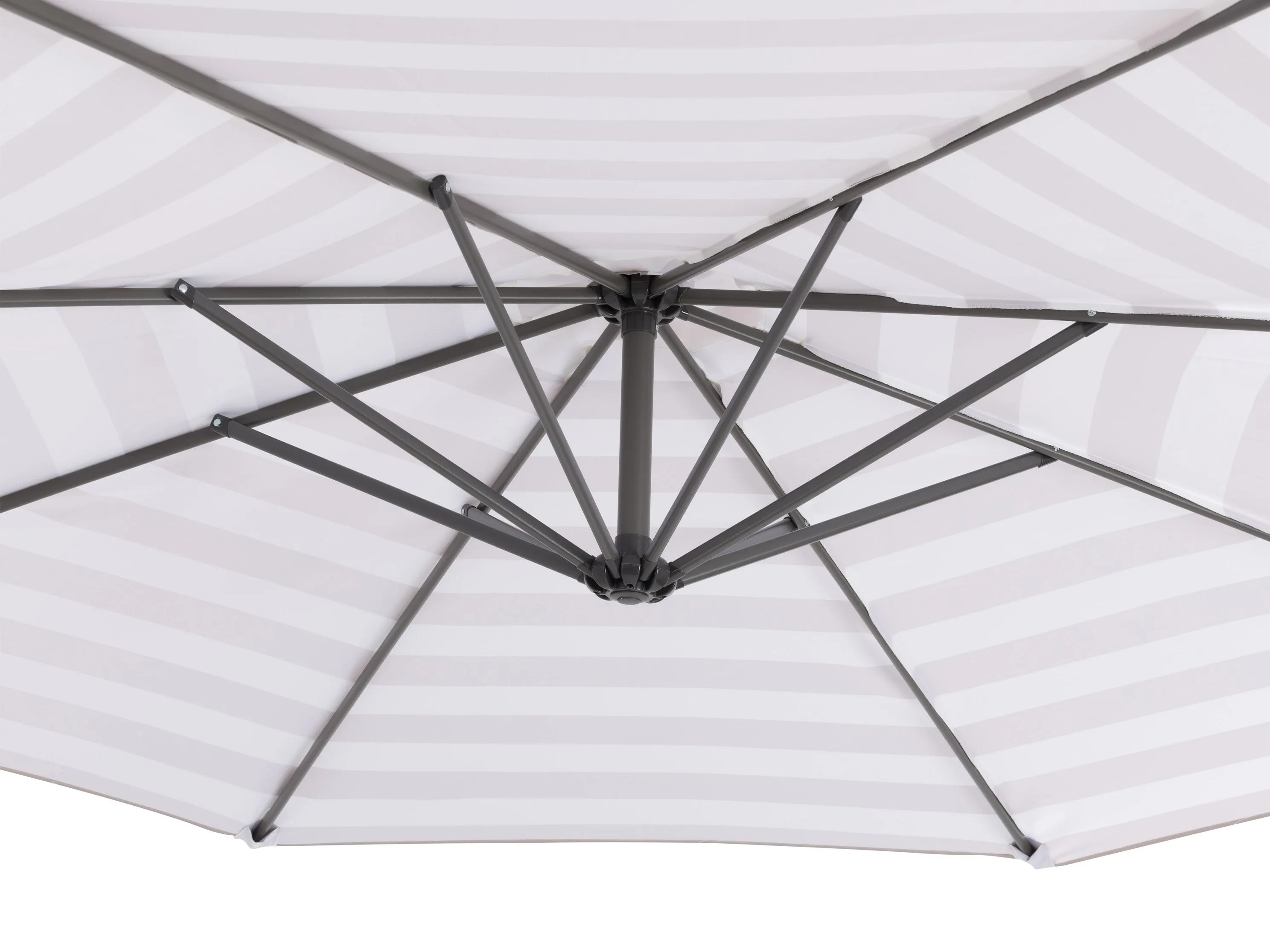 10ft Striped Offset Umbrella - Taupe And White