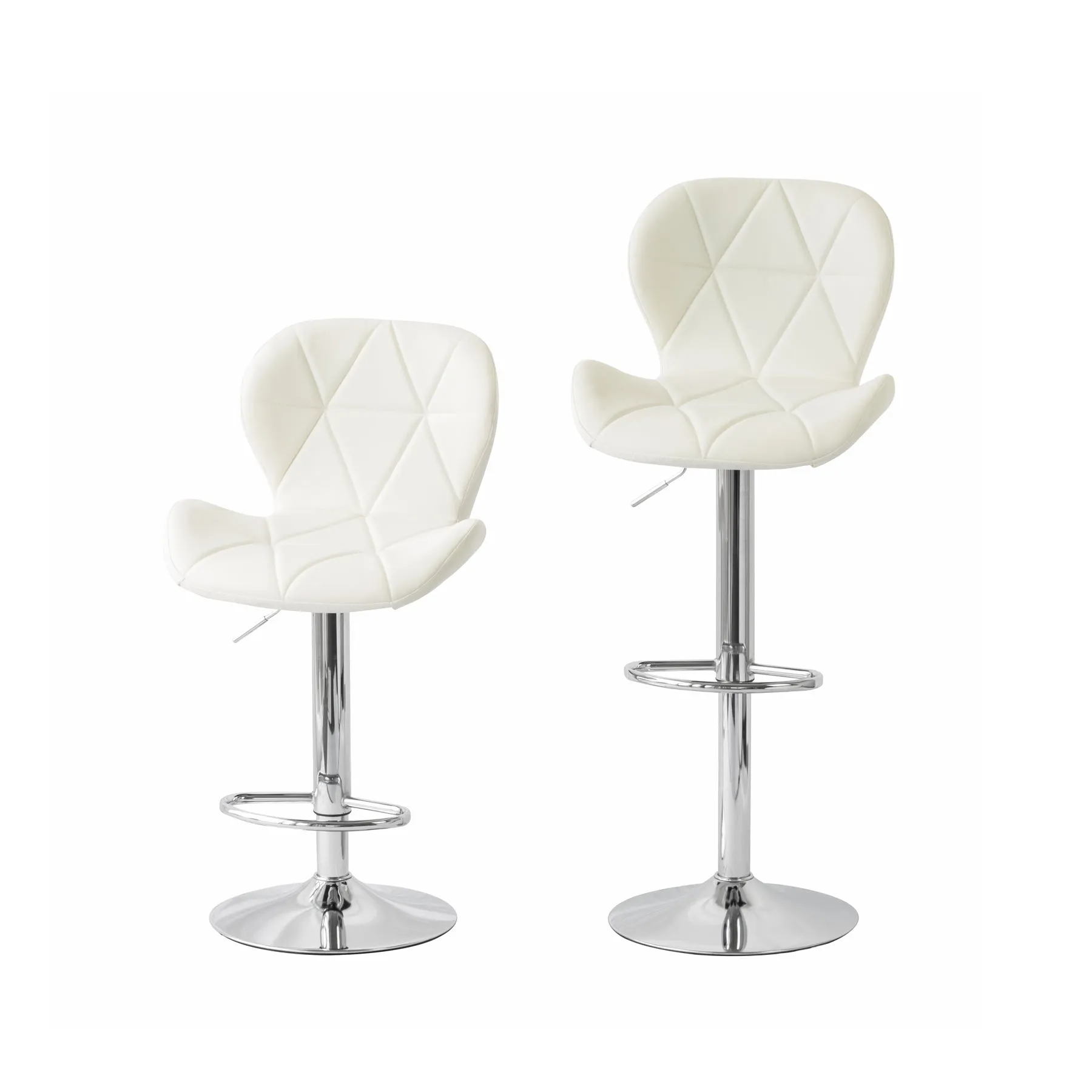 2 Comfortable Barstools (White) w/ Adjustable Height, 90-112cm