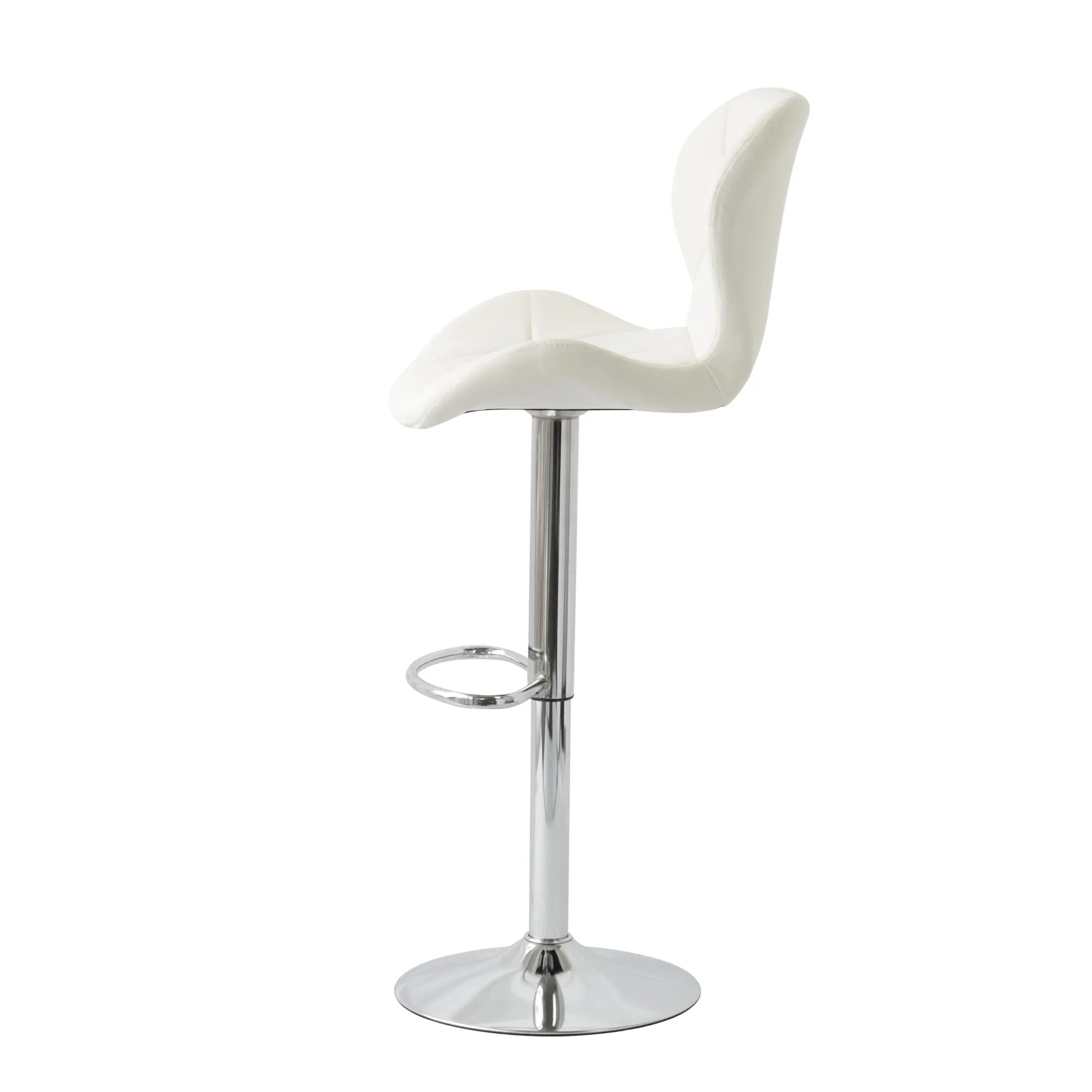2 Comfortable Barstools (White) w/ Adjustable Height, 90-112cm