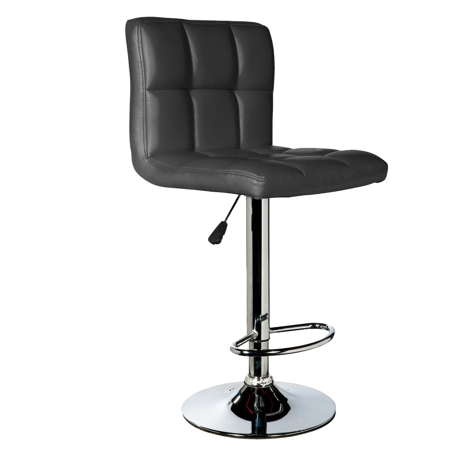 2 x Decor Stella Adjustable Barstools | Black High Back | Chrome | Swivel