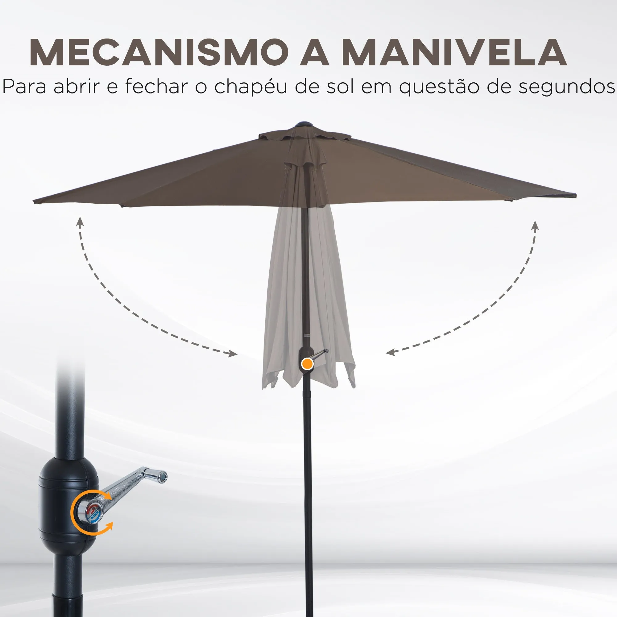 2.7m Balcony Half Parasol Garden Outdoor Umbrella 5 Steel Ribs - Brown