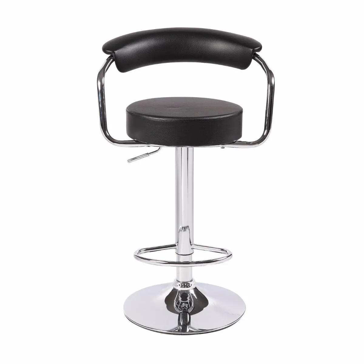 2X Black Bar Stools With High Back Rest And Gas Lift