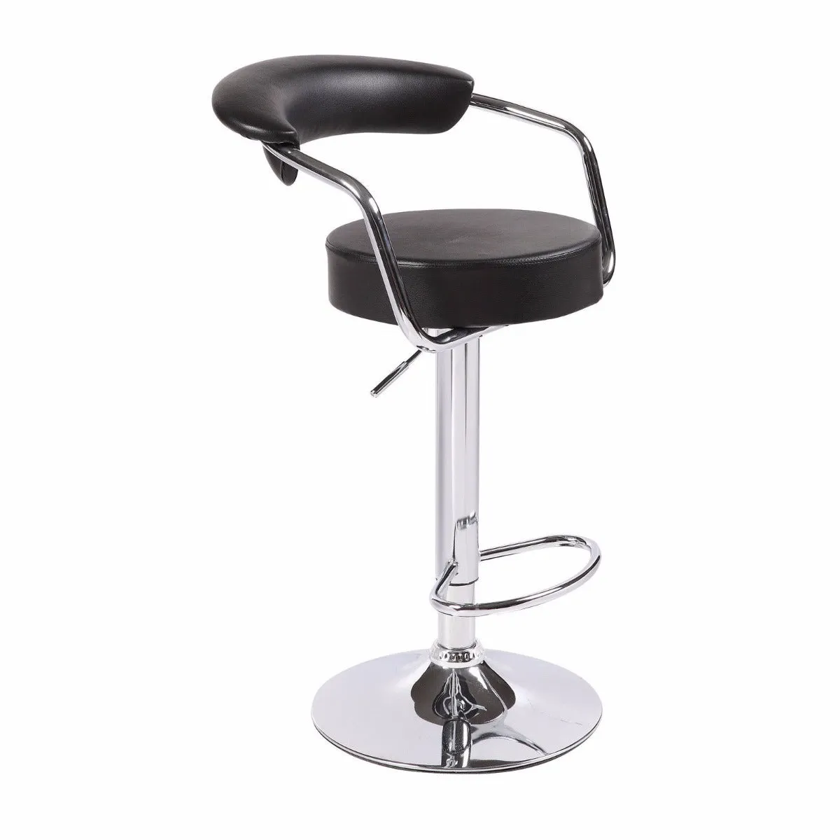 2X Black Bar Stools With High Back Rest And Gas Lift