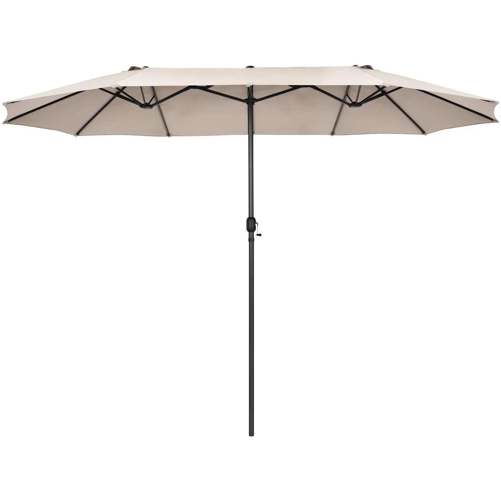 460cm Double-Sided Patio Umbrella with Hand-Crank System and Air Vents-Beige