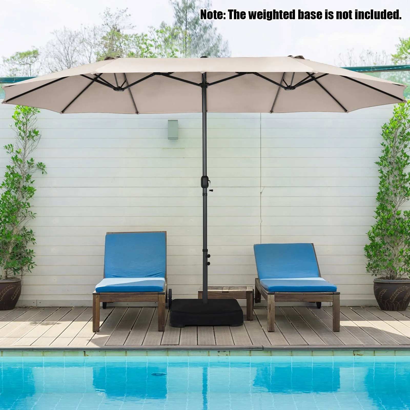 460cm Double-Sided Patio Umbrella with Hand-Crank System and Air Vents-Beige