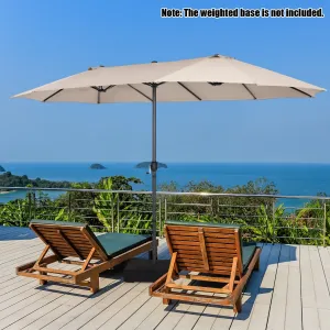 460cm Double-Sided Patio Umbrella with Hand-Crank System and Air Vents-Beige