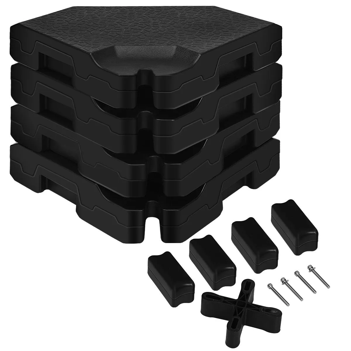 4pc Patio Cantilever Offset Umbrella Weight Base Plate Set - Black