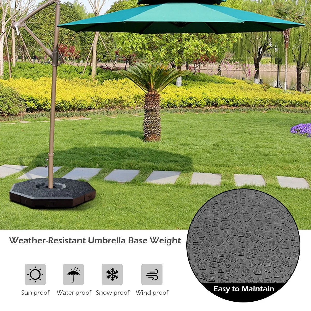 4pc Patio Cantilever Offset Umbrella Weight Base Plate Set - Black