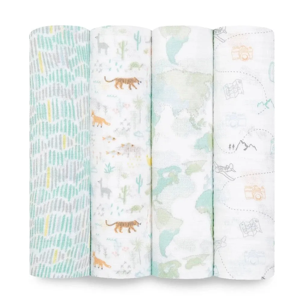 Aden   Anais - Essentials Cotton Muslin Swaddles - 4 pack