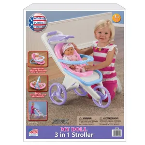 American Plastic 3 In 1 Stroller: The stroller to meet all dolls’ needs! It has multiple functions, as the seat can easily be removed and used as a carrier - 20440