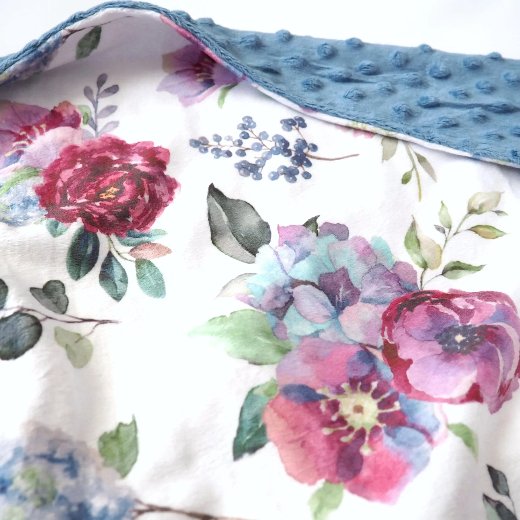 Baby & Toddler Minky Blanket - Blue Floral