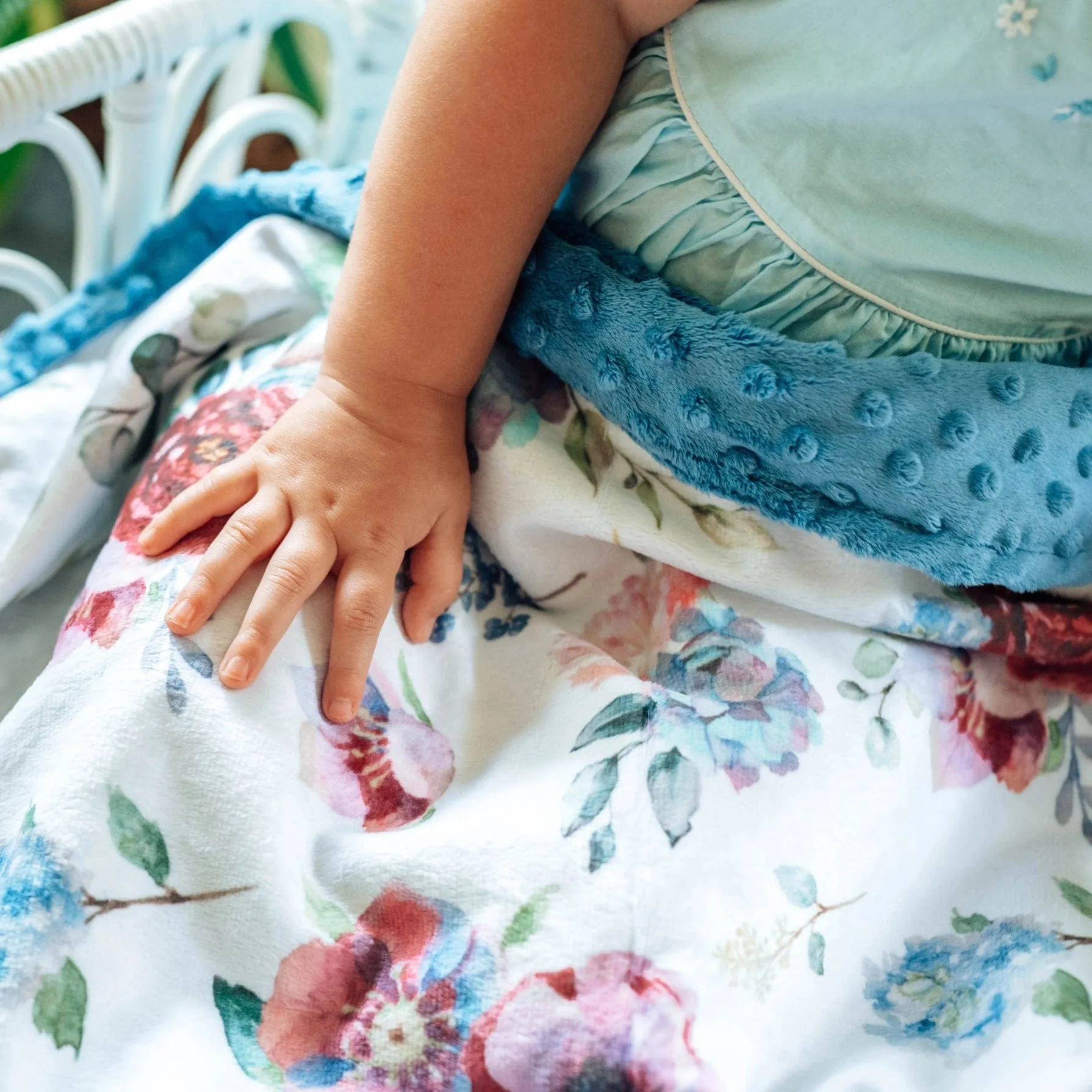 Baby & Toddler Minky Blanket - Blue Floral