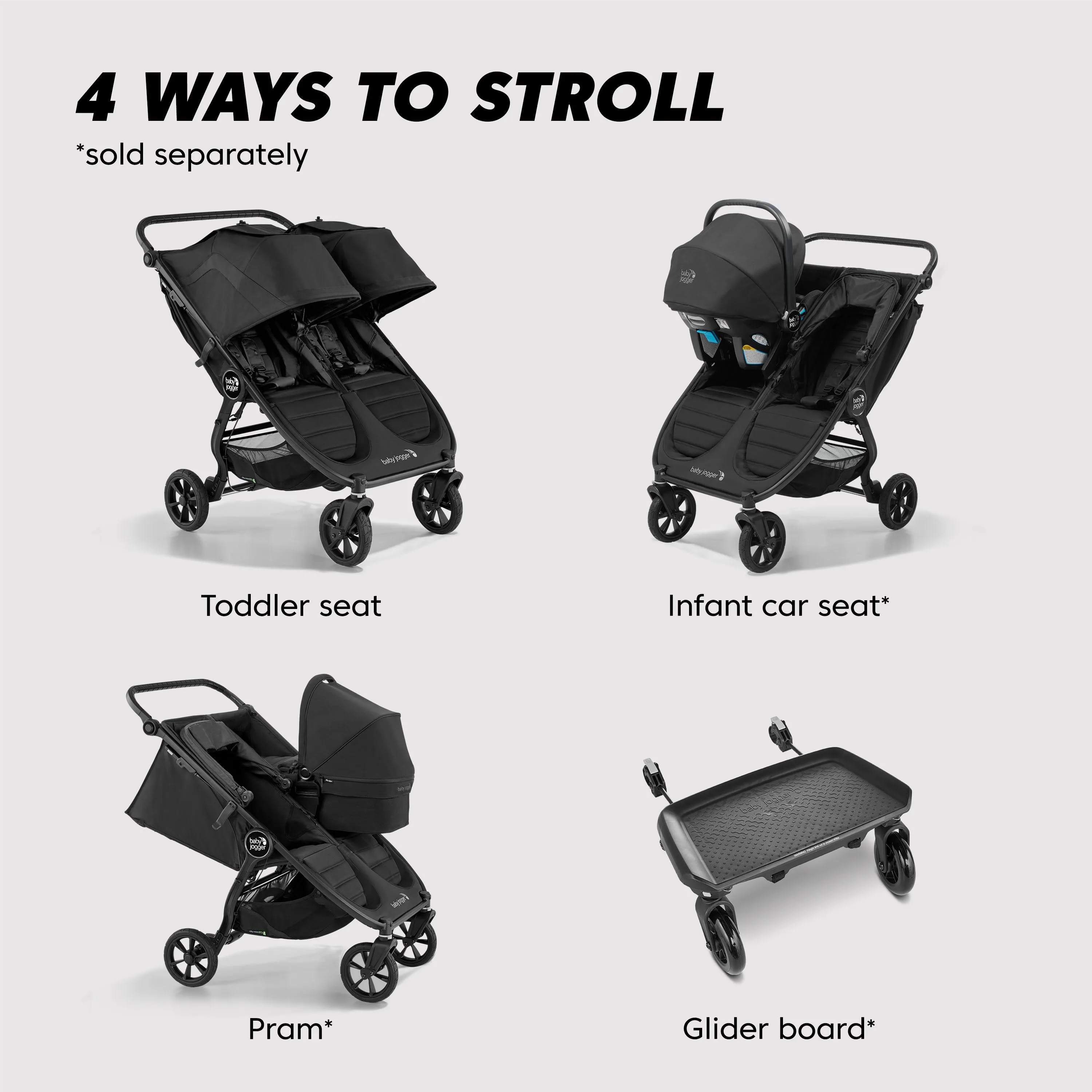 Baby Jogger City Mini GT2 All-Terrain Double Stroller, Jet