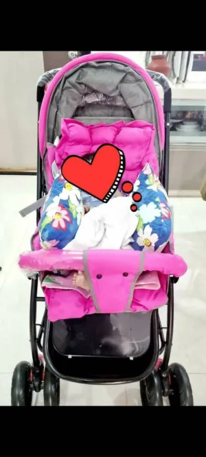 BABYHUG Cosy Cosmo Stroller With Reversible Handle & Back Pocket- Blush Pink