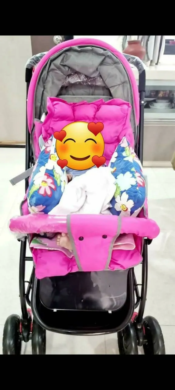 BABYHUG Cosy Cosmo Stroller With Reversible Handle & Back Pocket- Blush Pink