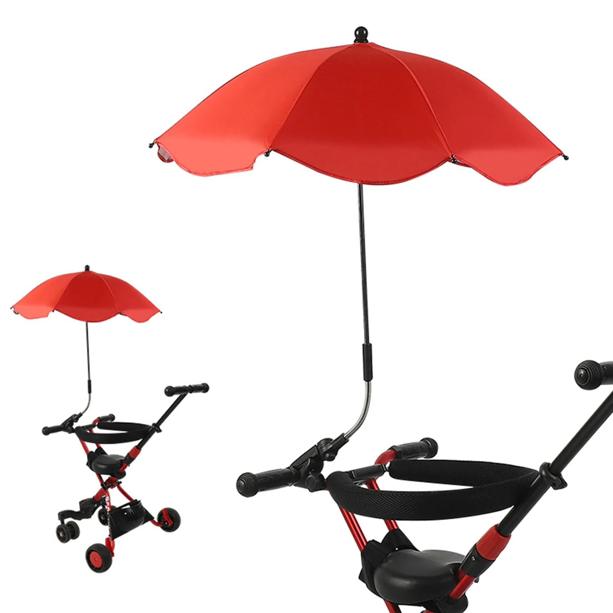 Babymoon UV Rays Protection Parasol Rain Canopy Cover Clamp Carriage Sun Shade Pram Stroller Umbrella – Red