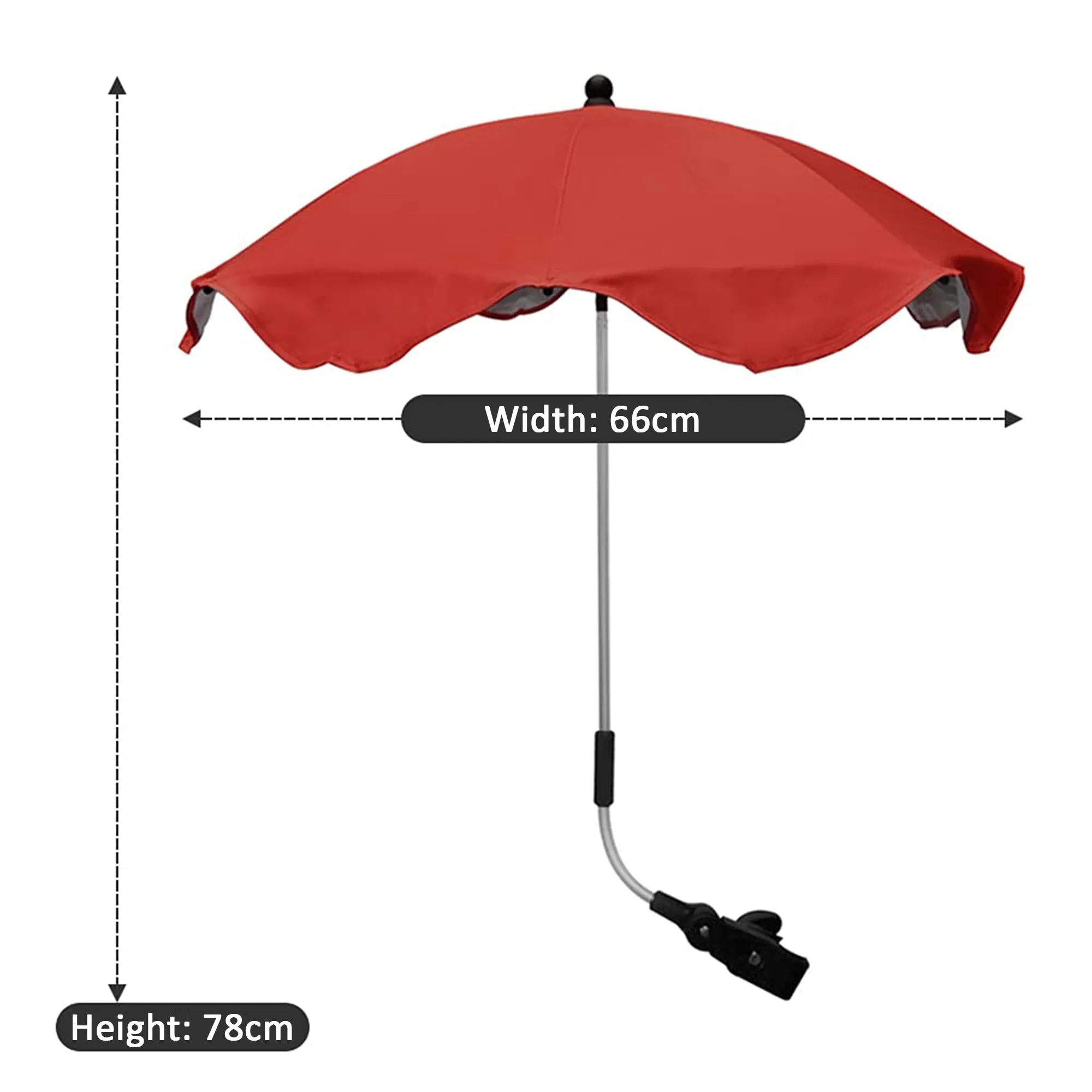Babymoon UV Rays Protection Parasol Rain Canopy Cover Clamp Carriage Sun Shade Pram Stroller Umbrella – Red
