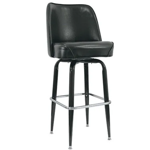 Black Frame Swivel Bar Stool w/ Black Vinyl