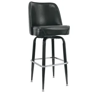 Black Frame Swivel Bar Stool w/ Black Vinyl