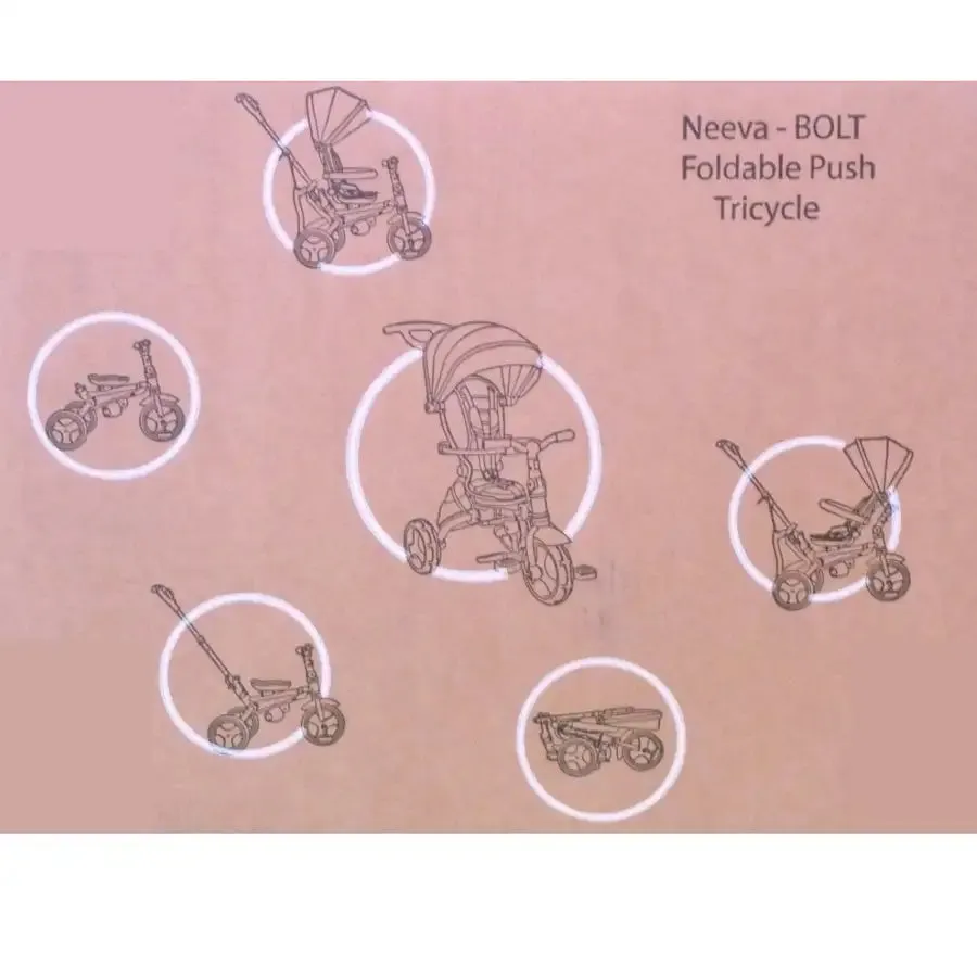 BOLT Foldable Push Tricycle - Black