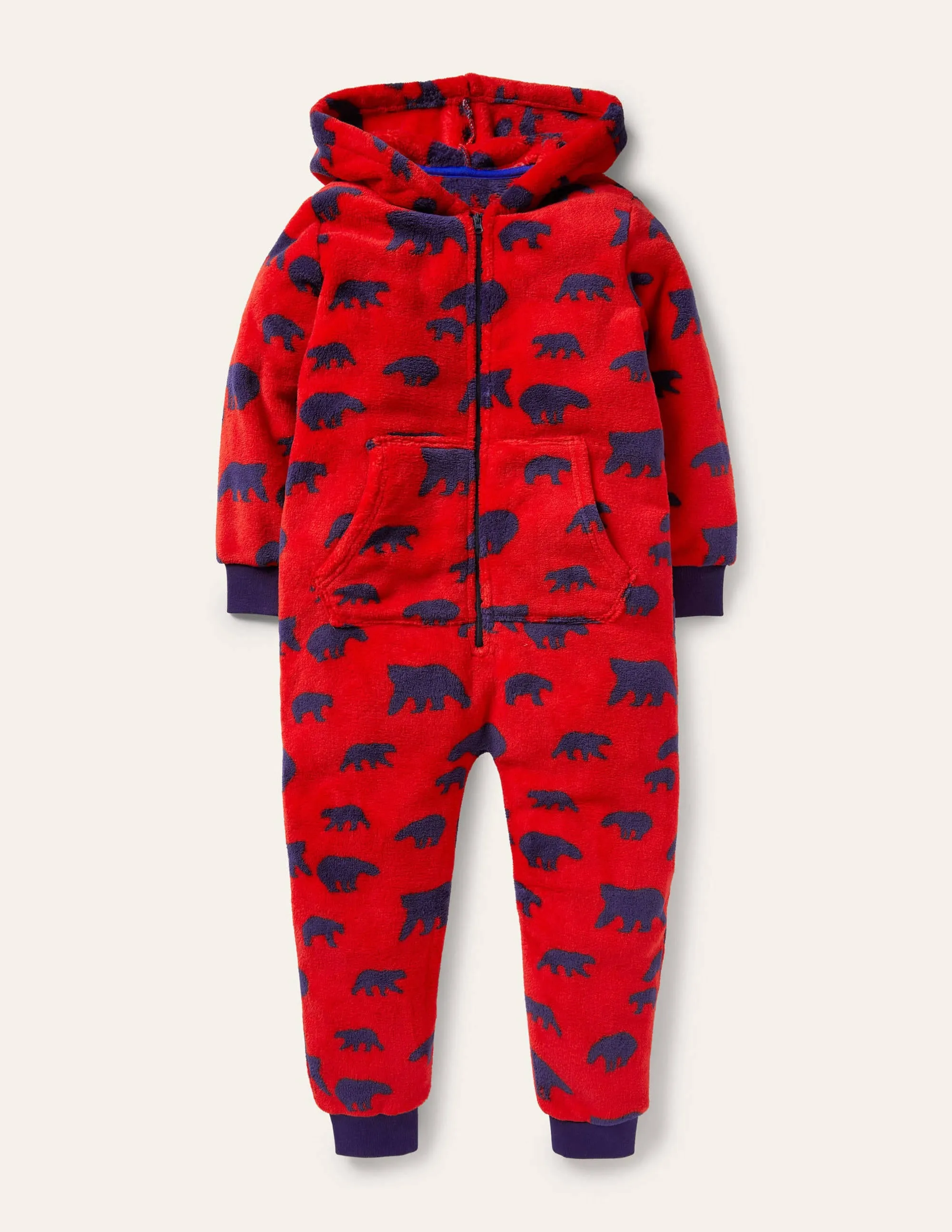 Cosy Fleece All-In-One-Rockabilly Red Bears