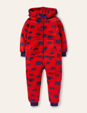 Cosy Fleece All-In-One-Rockabilly Red Bears