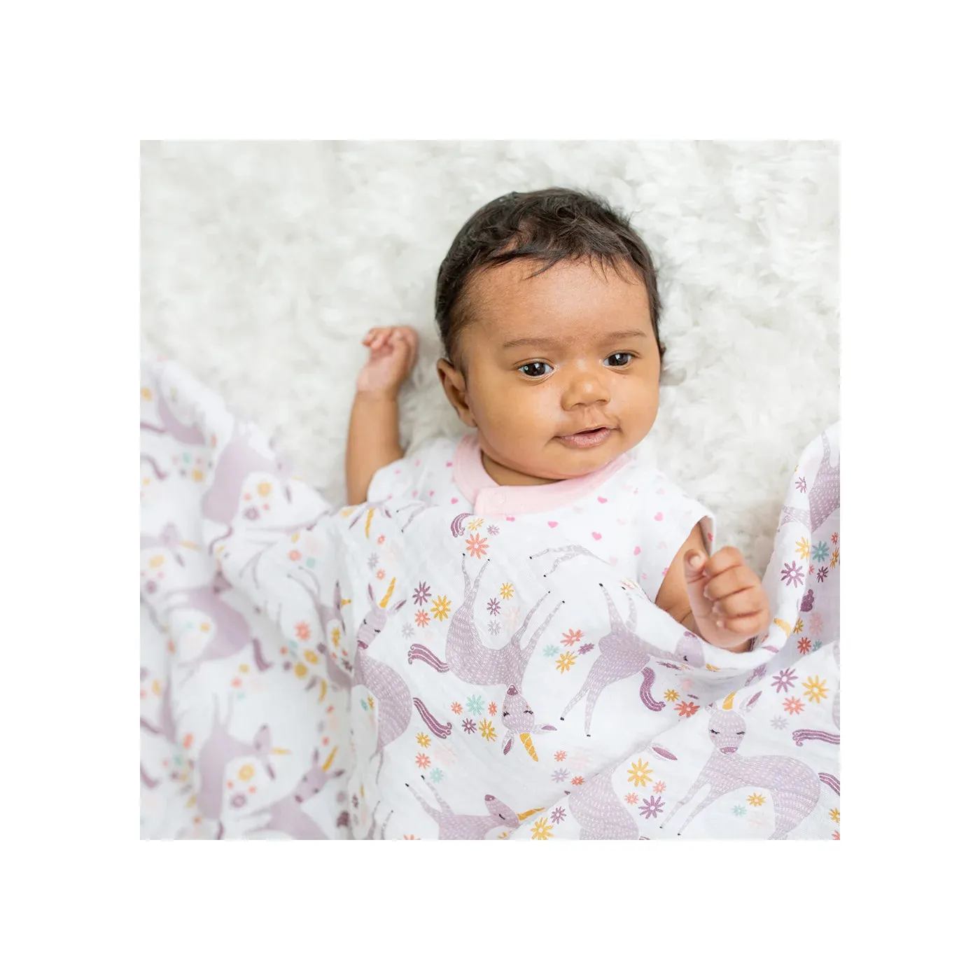 Cotton Muslin Swaddle - Modern Unicorn | Lulujo