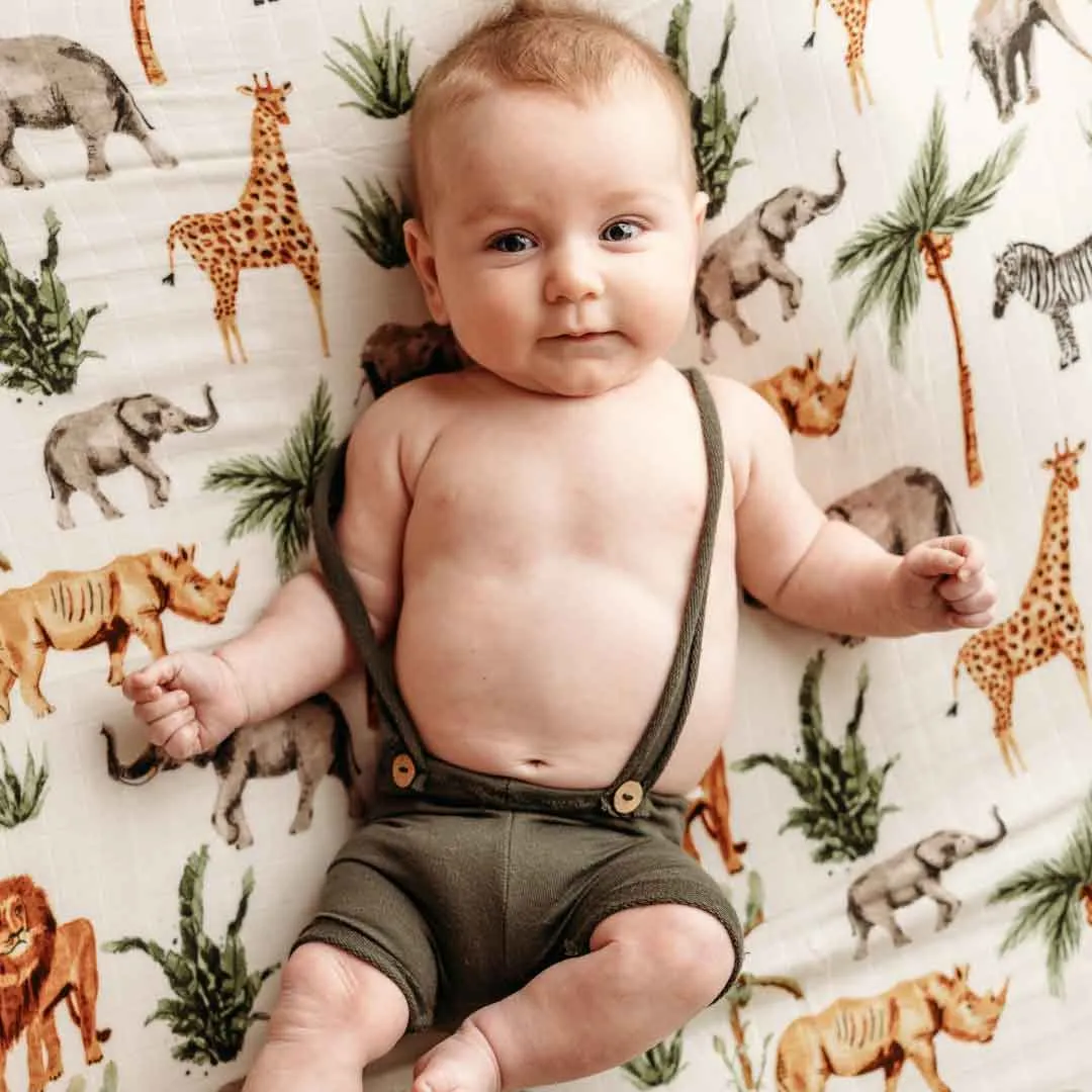 Dolly Lana - Bamboo Muslin Swaddle - Safari