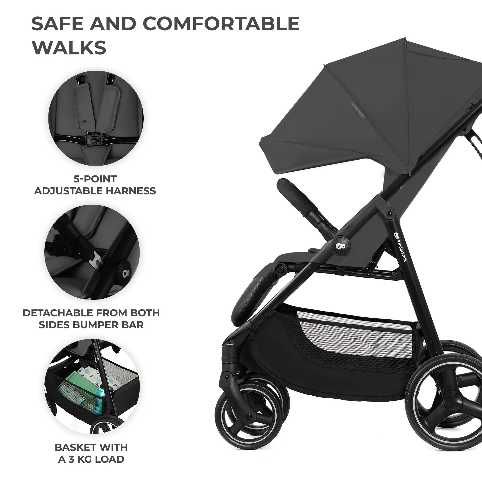Kinderkraft Stroller Trig 3 - Granite Grey