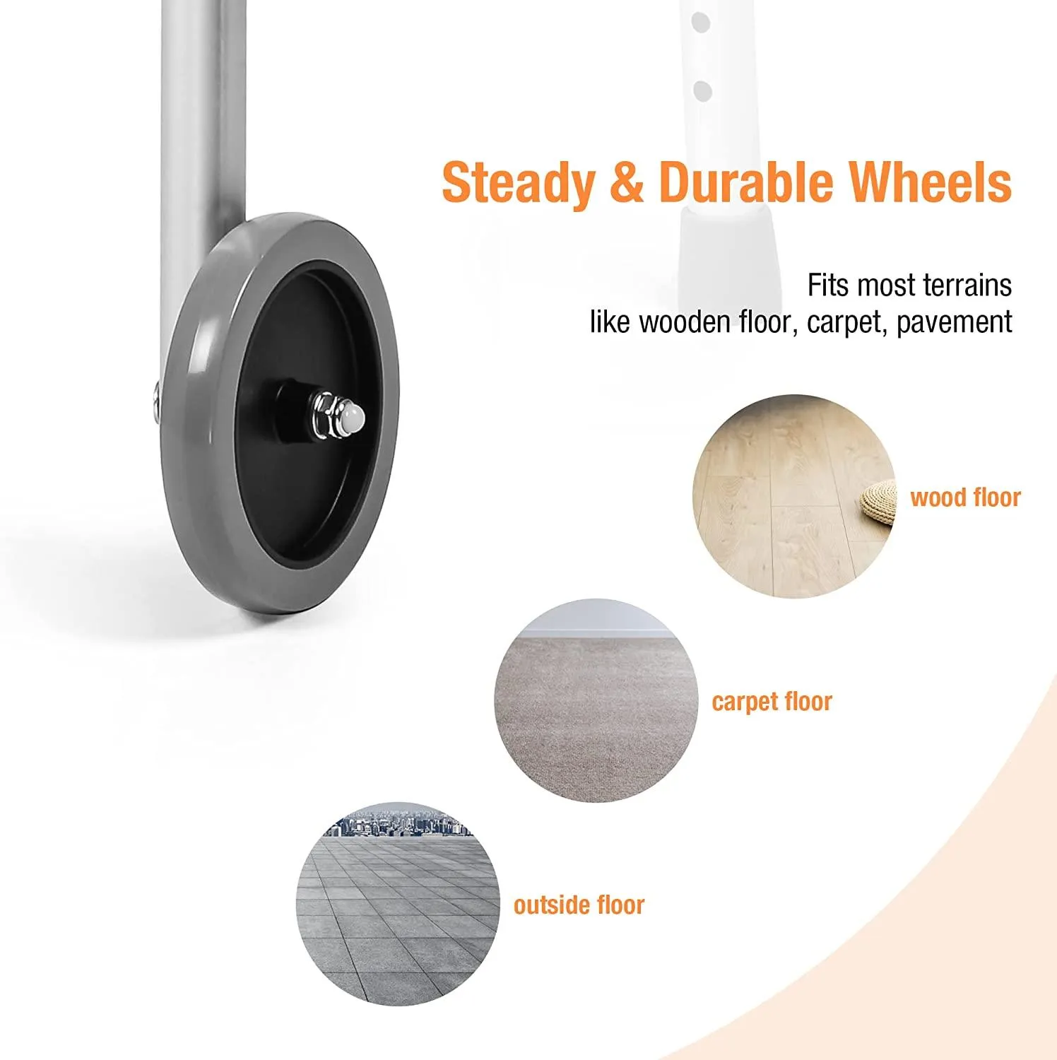Lightweight Aluminum Alloy Folding Walker with 5 Wheels, 8-Level Height Adjustable Supports up to 300lbs