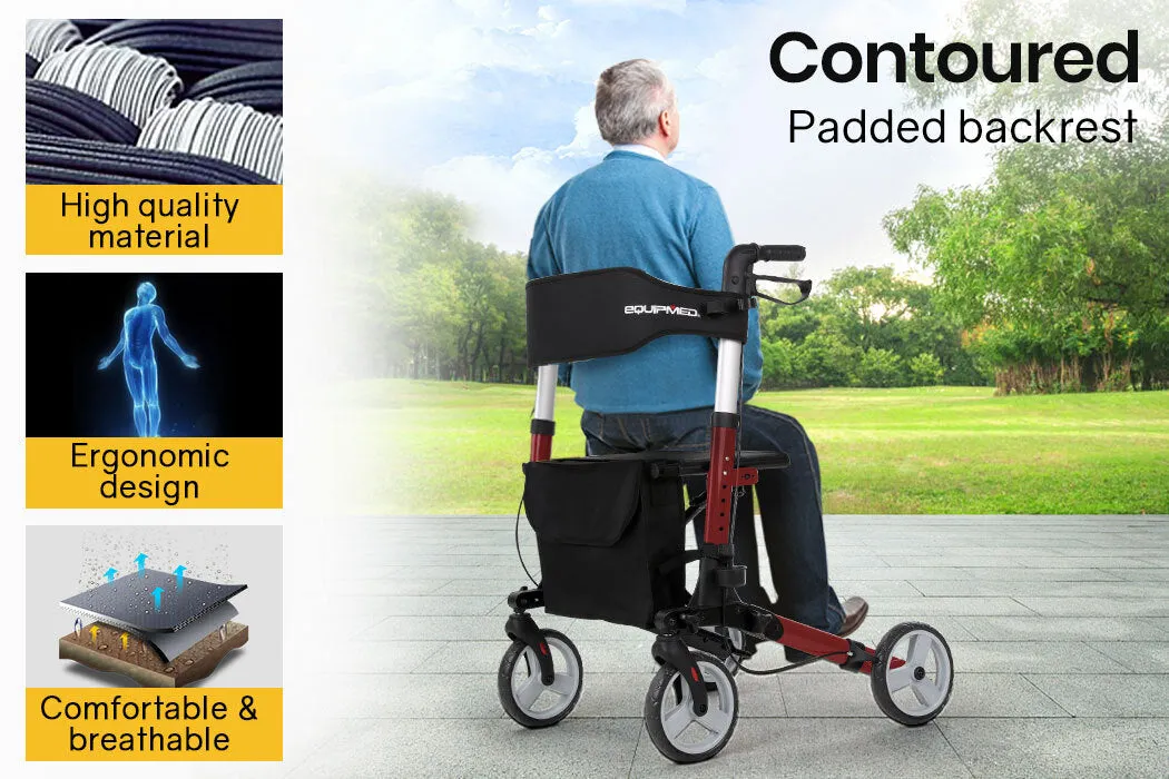 Lightweight Foldable Rollator with Seat & 8" Wheels - Equipmed