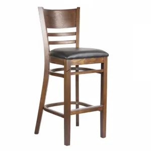 MK6231BS Walnut Finished Ladder Back Wooden Restaurant Barstool
