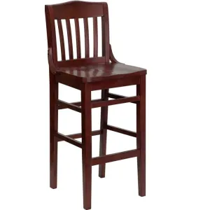 MK6235BS Mahogany Finished School House Back Wooden Restaurant Barstool