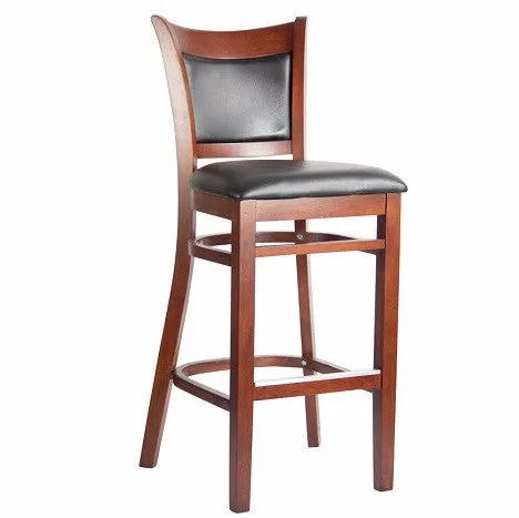MK6279BS Walnut Back Wooden Barstool with Black Vinyl Seat