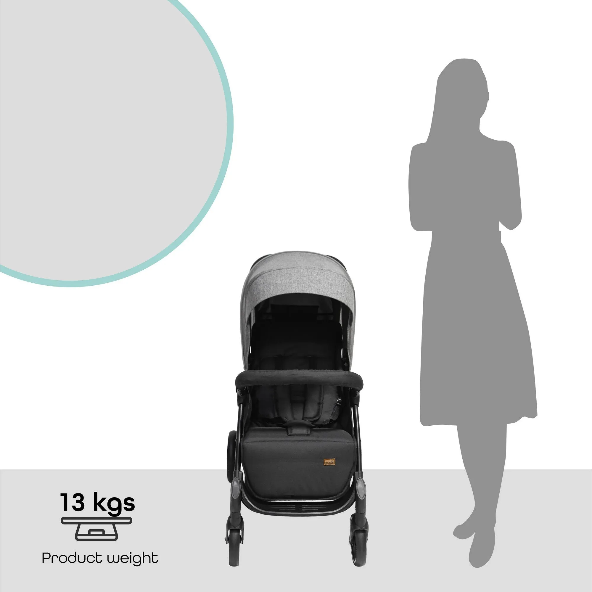 Moon Dios Twin Stroller Grey Birth to 15 kg