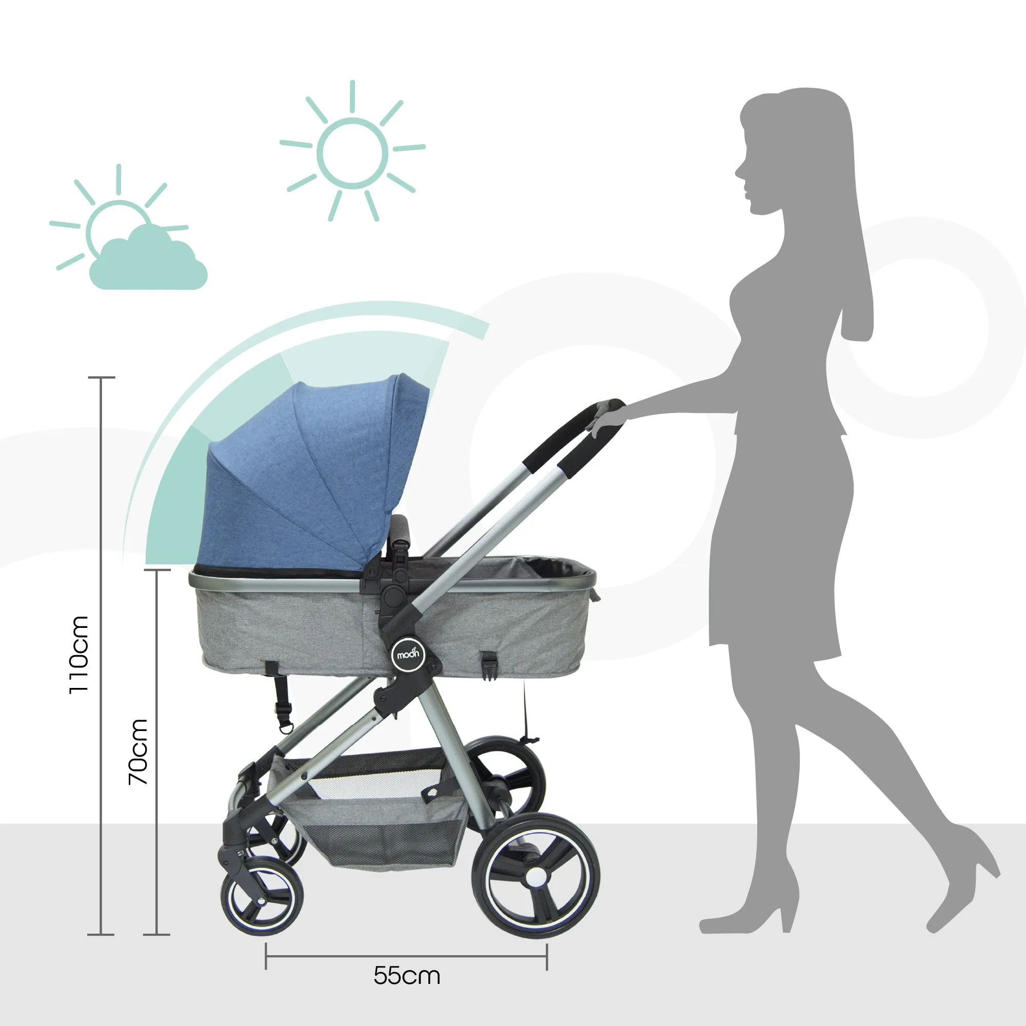 Moon Pro - 2in1 Stroller Birth to 15 kg