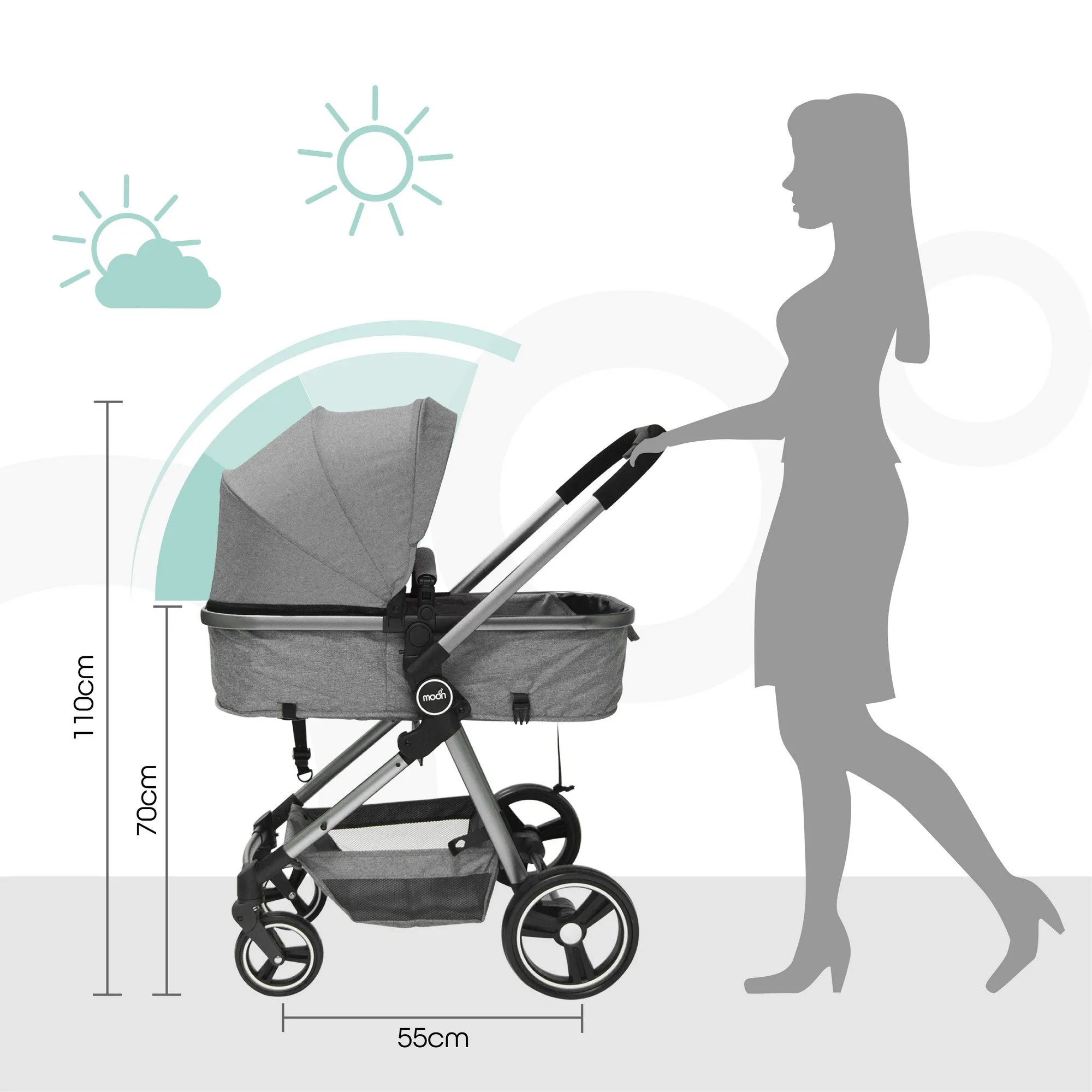 Moon Pro - 2in1 Stroller Birth to 15 kg