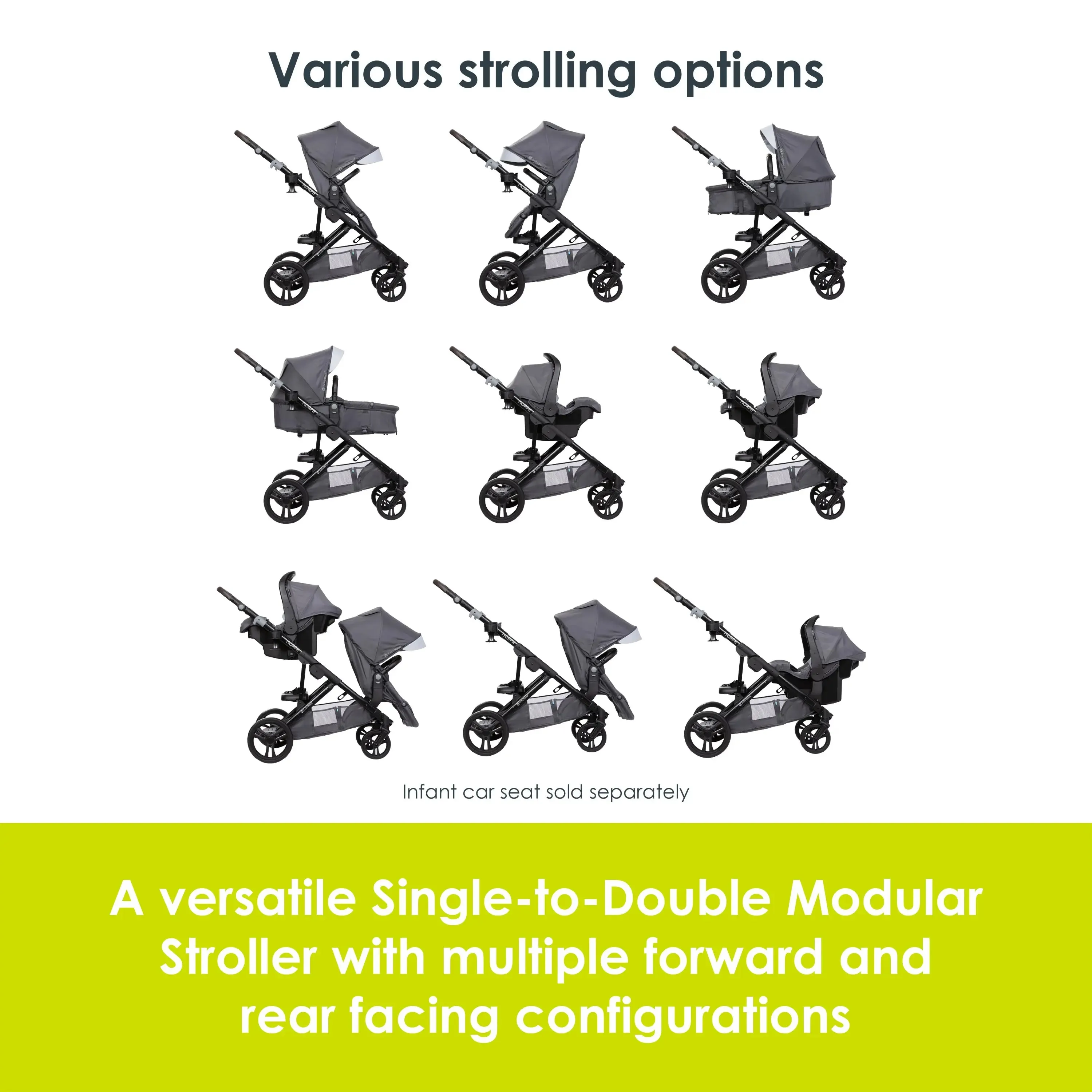 Morph Single to Double Modular Stroller