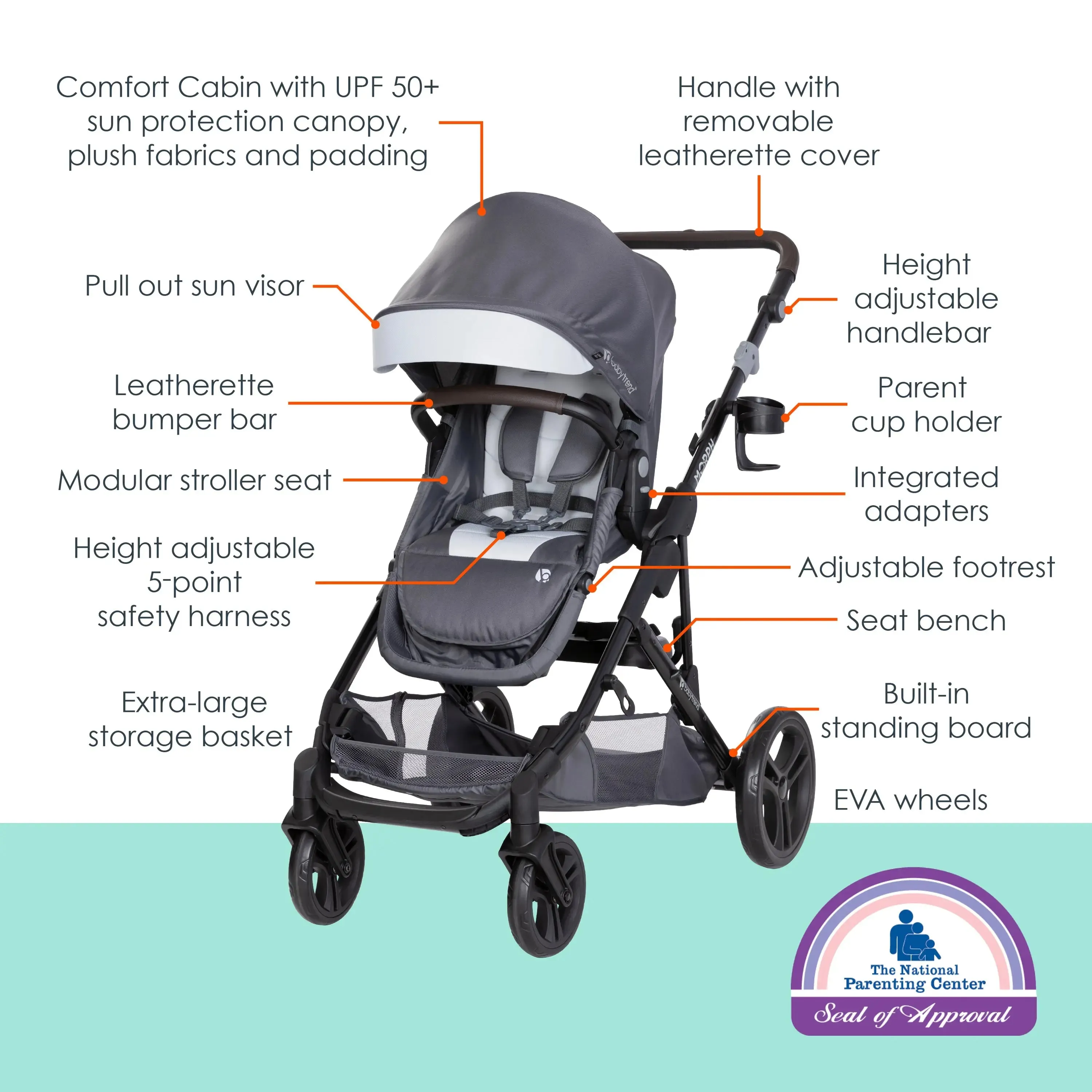 Morph Single to Double Modular Stroller