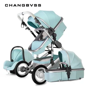New Style Baby Stroller 3 In 1 Luxury Folding Newborns Carriage With Car Seat 0~3Years Baby Prams Sleeping Basket Kid poussette