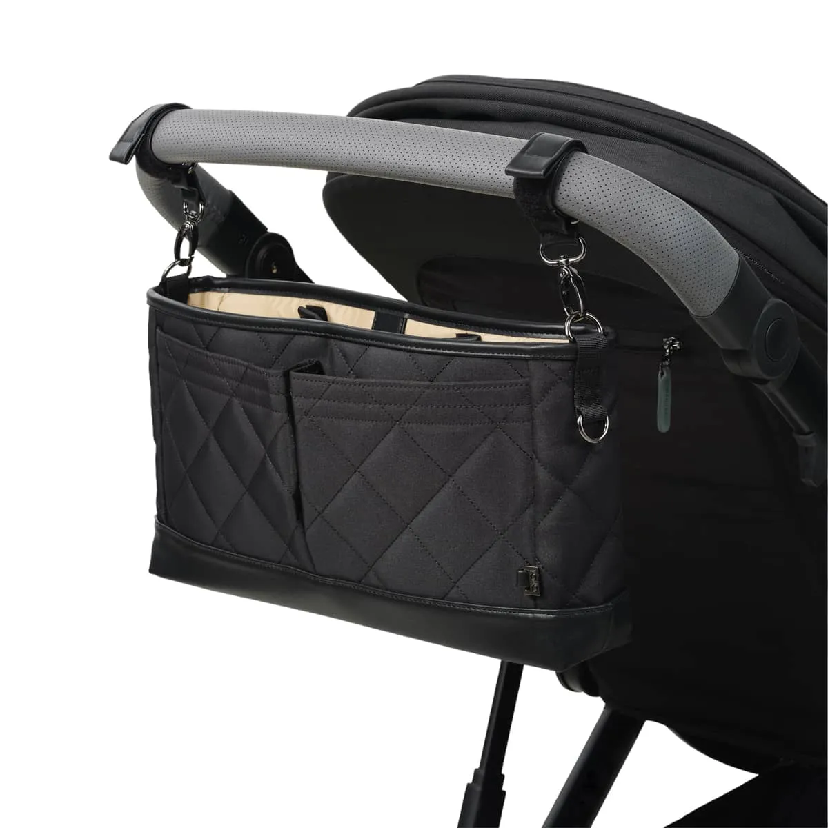 OiOi Diamond Quilt Stroller Organiser/Pram Caddy - Black