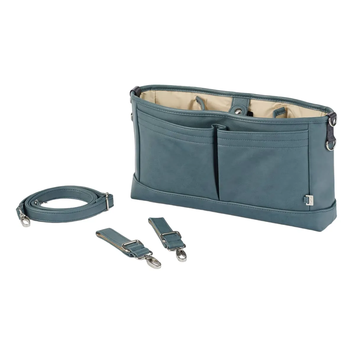 OiOi Vegan Leather Stroller Organiser/Pram Caddy - Stone Blue