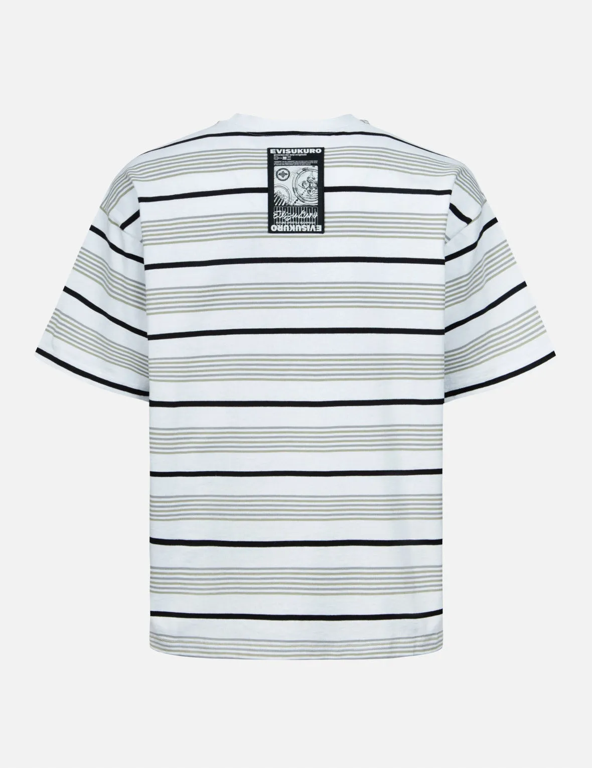 Striped Seagull Appliqué Embroidery Loose Fit T-shirt