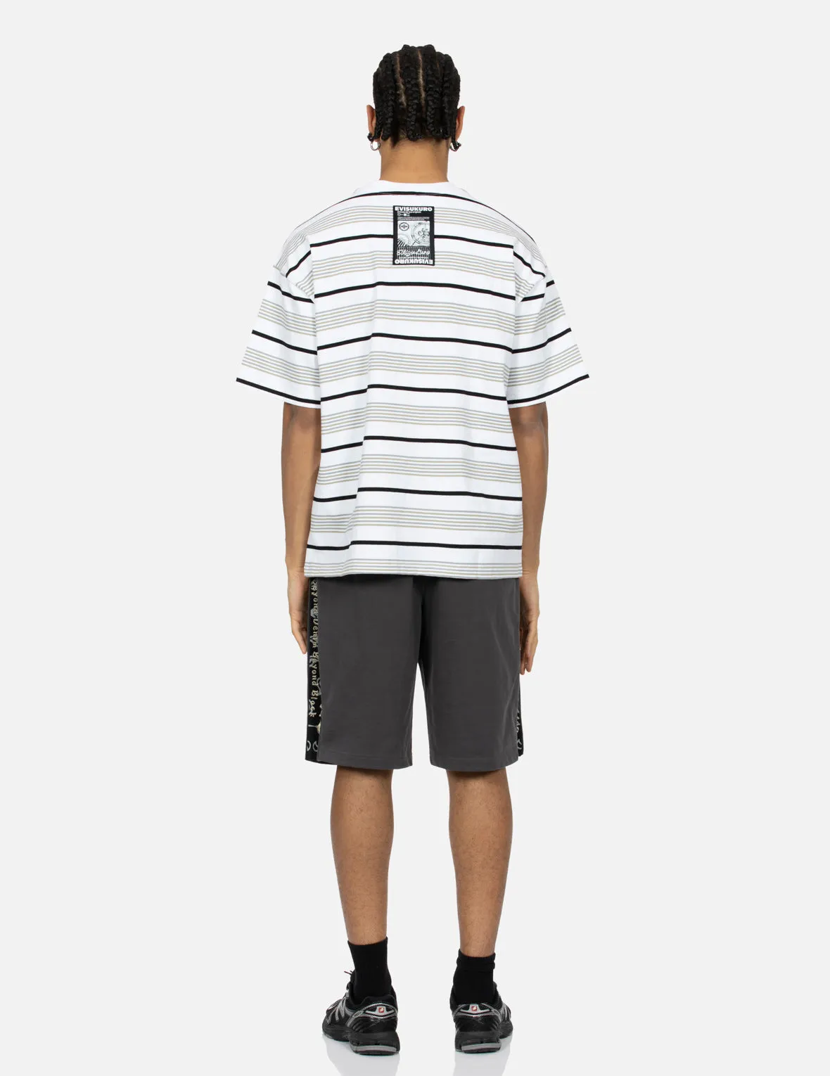 Striped Seagull Appliqué Embroidery Loose Fit T-shirt
