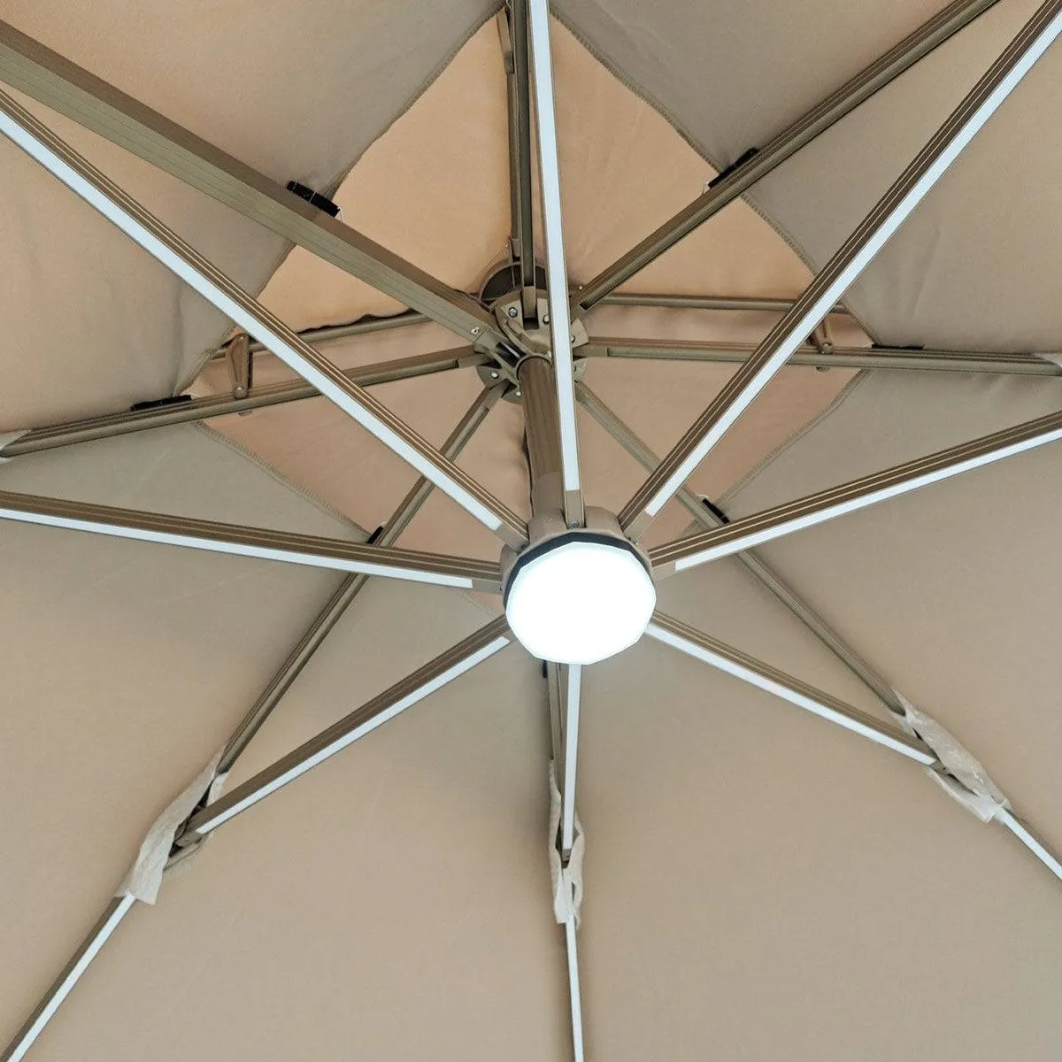TMG Living 10-ft Offset Patio Cantilever Umbrella w/LED Lights and Aluminum Frame, Commercial Grade, Water Base Included, TMG-LUA10