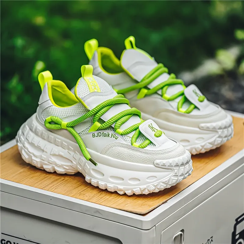 Trendy Chunky Shoes For Outdoor Walking Jogging Workout, Men's Durable Tyre Shaped Sole Durable Sneakers