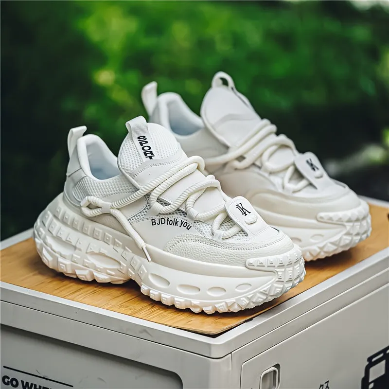 Trendy Chunky Shoes For Outdoor Walking Jogging Workout, Men's Durable Tyre Shaped Sole Durable Sneakers